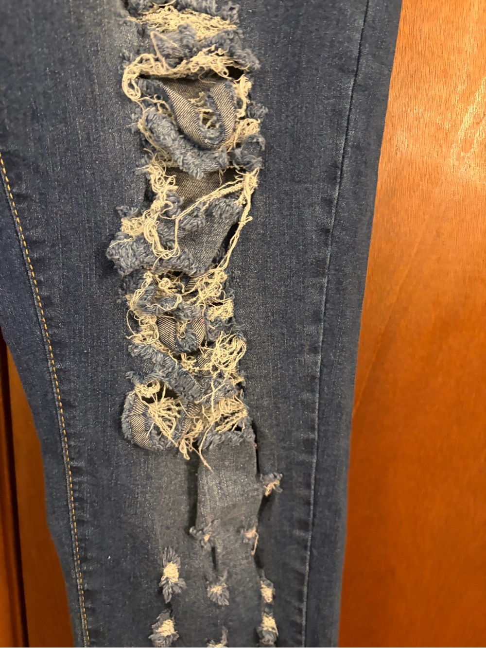 Distressed High-Rise Women's Jeans - Blue - Picture 2 of 5